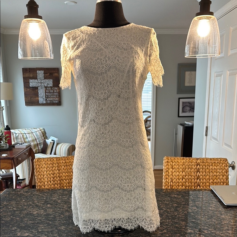 Lulu's white Sheath Flutter Sleeve Dress
